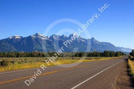 Morning view of Teton Mountains in Grand Teton National Park, Wyoming.