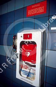 Defibrillater at O'hare airport, Chicago.