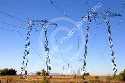 Electric power transmission lines near Richvale, California.