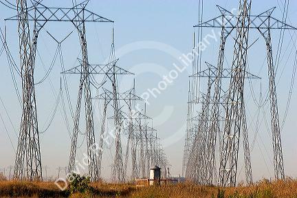 Electric power transmission lines near Richvale, California.