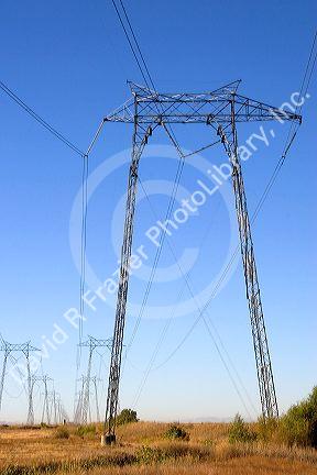 Electric power transmission lines near Richvale, California.