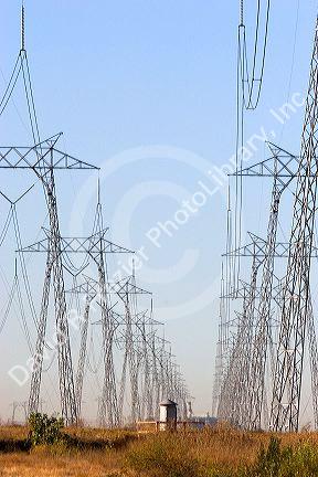 Electric power transmission lines near Richvale, California.