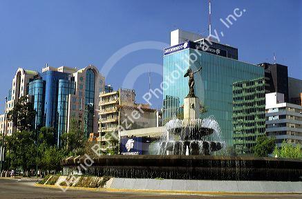 A fountain in the Plaza La Diana Cazadora in Mexico City, Mexico.