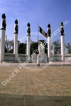Monument to the defenders of Chapultepec Castle in Mexico City, Mexico.