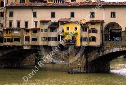 Ponte Vecchio bridge over the Arno River in Florence, Italy.