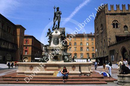 Piazza Nettuno in Bologna, Italy.