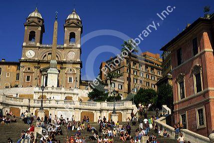 Trinita dei Monti the Spanish Steps at the Plaza de Espagna in Rome, Italy.