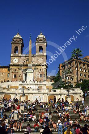 Trinita dei Monti the Spanish Steps at the Plaza de Espagna in Rome, Italy.
