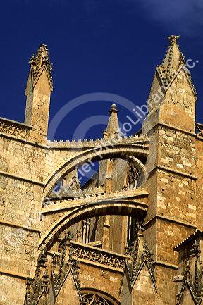 Flying buttresses on the Palma Cathedral in Majorca, Spain.