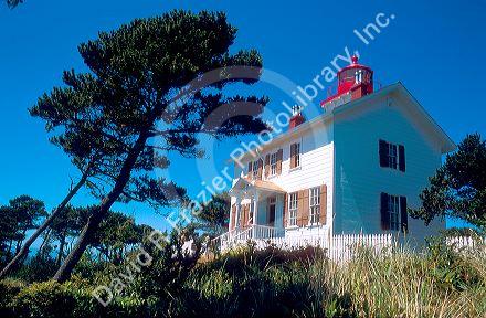 Historic lighthouse at the entrance to Yaquina Bay,