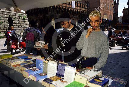 A bookstall in Bologna, Italy.