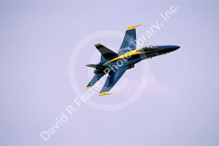 A Blue Angel f-18 supersonic jet.