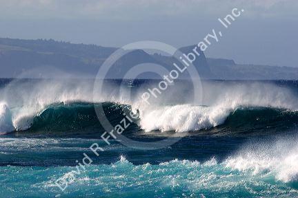 Waves in the pacific ocean off the island of Maui, Hawaii.