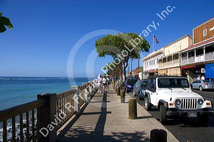 Ocean view from Front Street in Lahaina on the island of Maui, Hawaii.