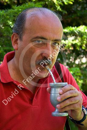 Man drinking yerba mate in Argentina.