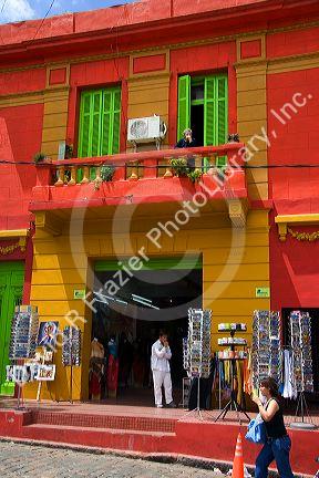 Colorful building and store front in the La Boca area of Buenos Aires, Argentina.