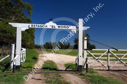Entrance to an estancia ranch on the pompas of Argentina north of Neccochea.