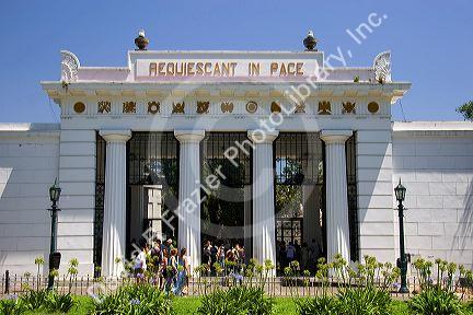 The entrance to the Recoleta Cemetery in Buenos Aires, Argentina.