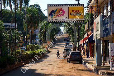 Street scene and store front in Iguazu, Argentina.