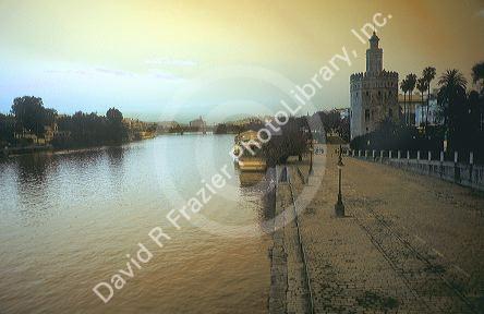 Torre del Oro and Guadalquivir river in Seville, Spain.