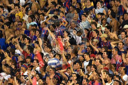 Crowds at a soccer game at the West Stadium in Buenos Aires, Argentina.