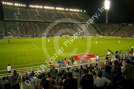 Crowds at a soccer game at the West Stadium in Buenos Aires, Argentina.