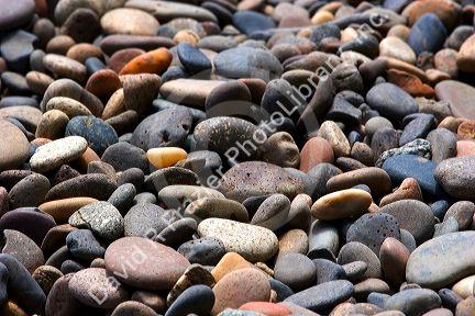 Rounded river rock along the Columbia River in Oregon.