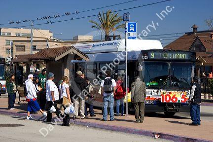 Public transportation bus stop at Old Town in San Diego, California.