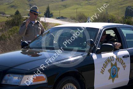 California highway patrol car and officers.