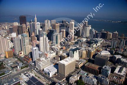 Aerial view of the city and bay of San Francisco, California.