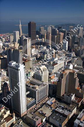 Aerial view of the city and bay of San Francisco, California.