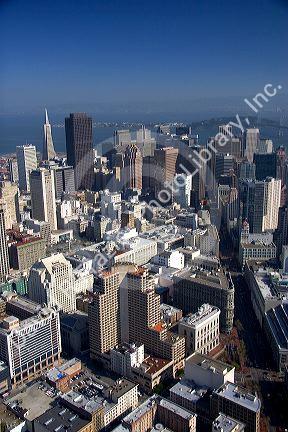 Aerial view of the city and bay of San Francisco, California.