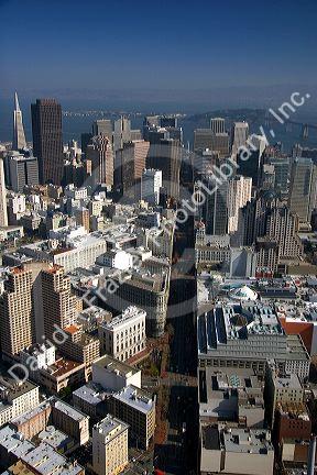 Aerial view of the city and bay of San Francisco, California.