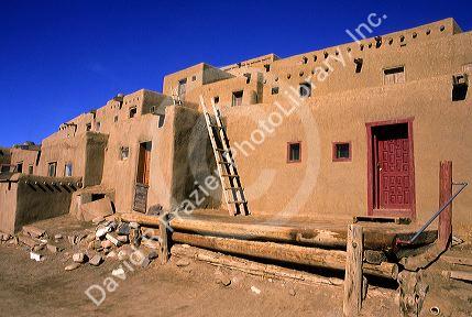 Adobe indian pueblo buildings in Taos, New Mexico.