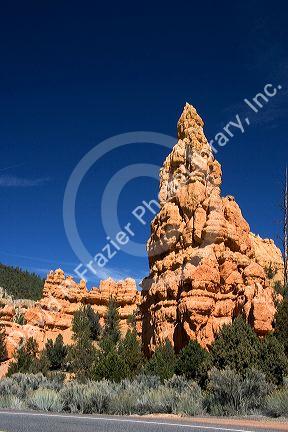 Sandstone rock formation in the Red Canyon of the Dixie National Forest near Bryce Canyon National Park, Utah.