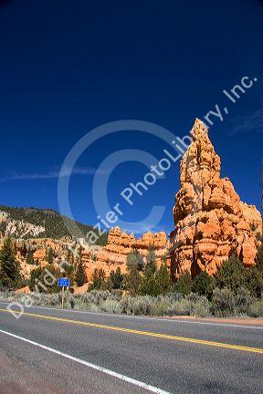 Sandstone rock formation in the Red Canyon of the Dixie National Forest near Bryce Canyon National Park, Utah.