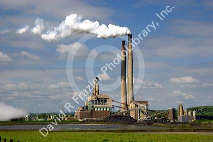 The Conesville coal fired power plant with belching smoke near Coshocton, Ohio.