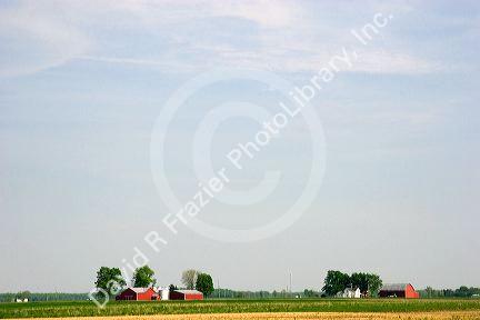 Red barn and farm in the plains of Northwest Ohio.