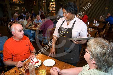 African american waitress at a Cracker Barrel restaurant in Lima, Ohio. MR