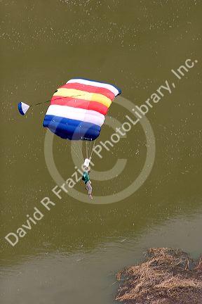 Base jumping off of Perrine Memorial Bridge in Twin Falls, Idaho.