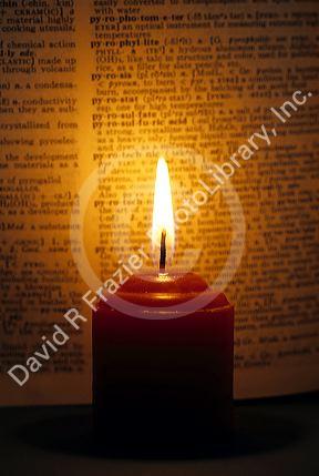 A lit candle.