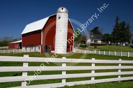 Red barn on a farm near Ada, Michigan. PR