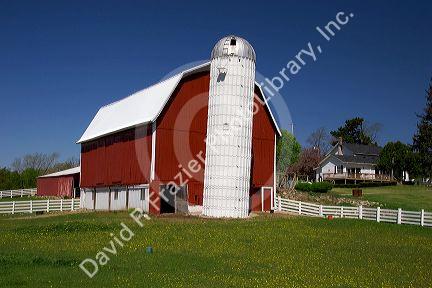 Red barn on a farm near Ada, Michigan. PR