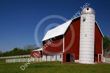 Red barn on a farm near Ada, Michigan. PR