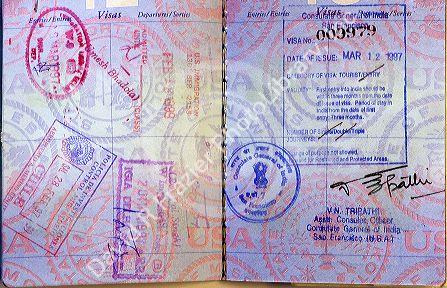 The stamped pages of a Untied States of America passport.