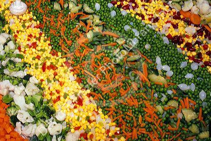 Rows of mixed vegetables.