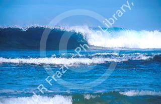 Surf waves crashing in Hawaii.