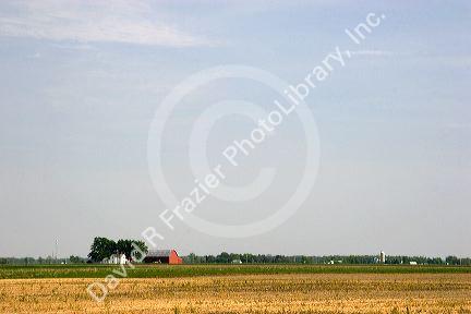 Red barn and farm in the plains of Northwest Ohio.