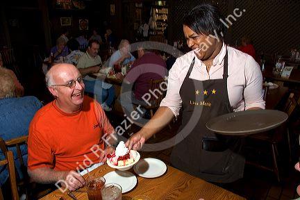 African american waitress at a Cracker Barrel restaurant in Lima, Ohio. MR