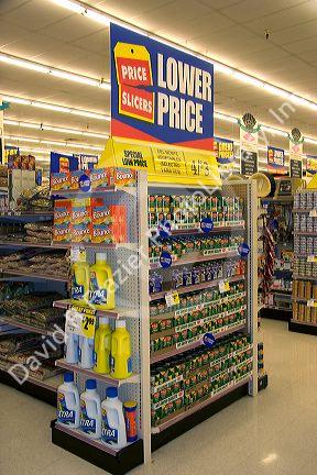 Isle end cap display at Ray's Market Place grocery store in Lima, Ohio.